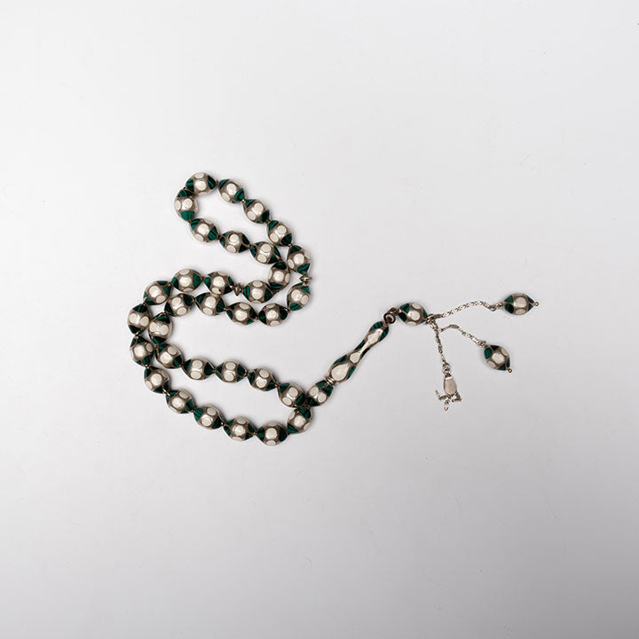 Green Amazonite with Silver Prayer Beads