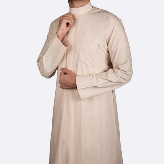 Classic Cotton Thobe Beige (Hidden Zipper)