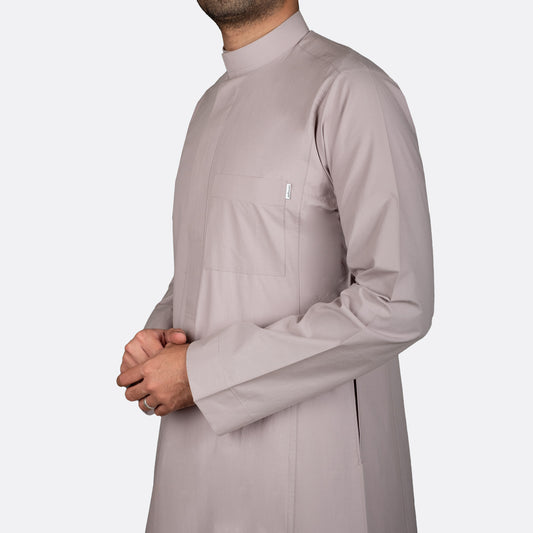 Classic Cotton Thobe Light Brown (Hidden Zipper)