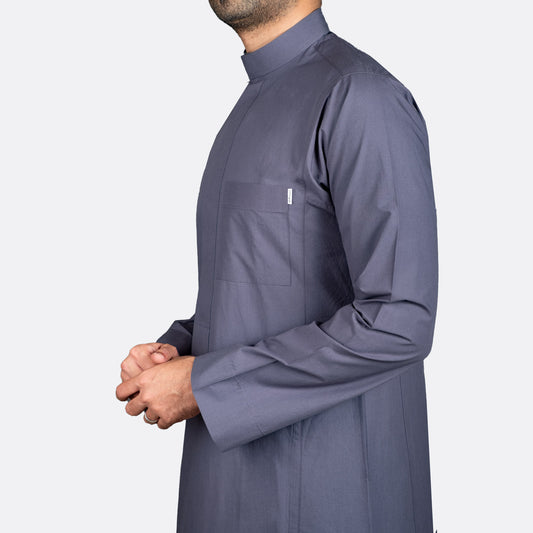 Classic Cotton Thobe Dark Grey (Hidden Zipper)