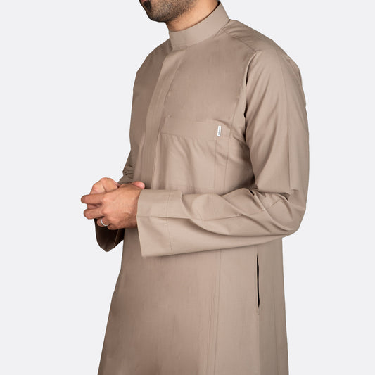 Classic Cotton Thobe Olive (Hidden Zipper)