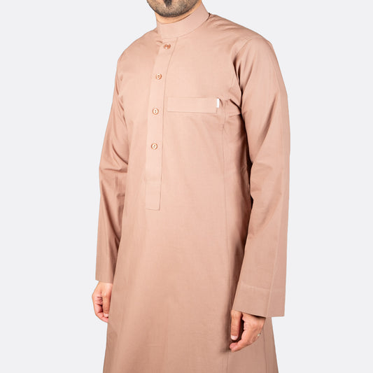 Classic Cotton Thobe Camel Button