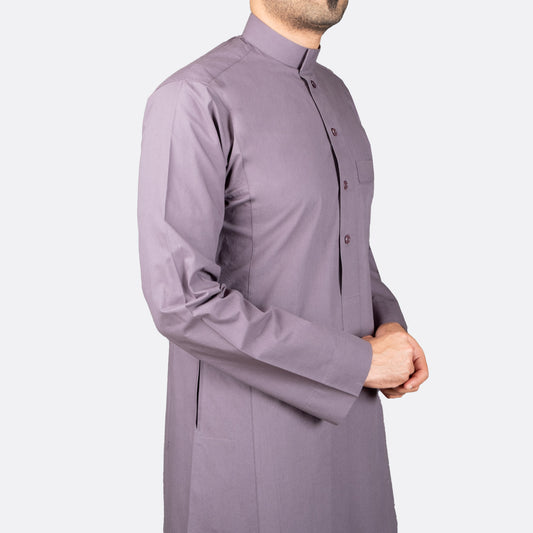Classic Cotton Thobe Dark Grey Button