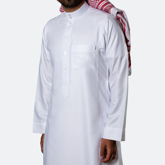 Classic Cotton Thobe White Button