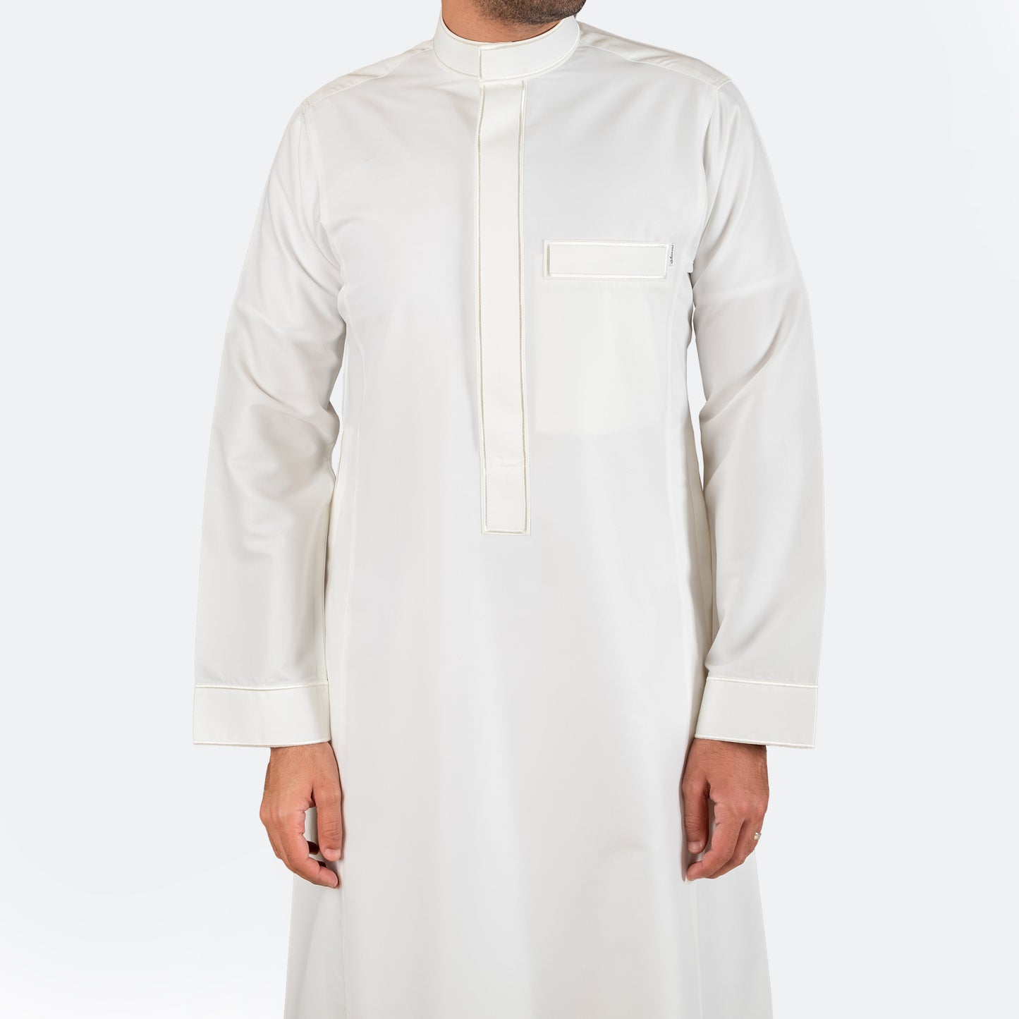 Modern Embroidery Thobe Zipper - Off White