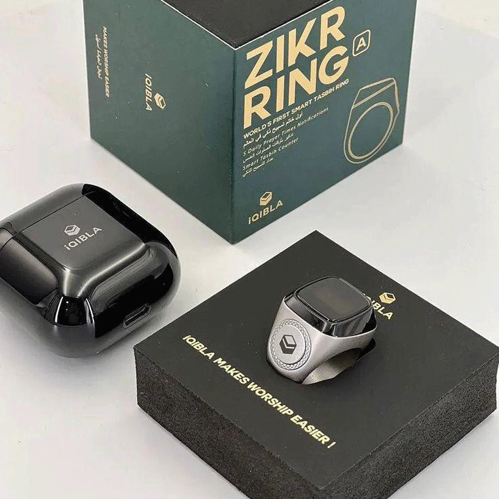 Iqibla Smart Tasbih Zikr Ring Metal Silver
