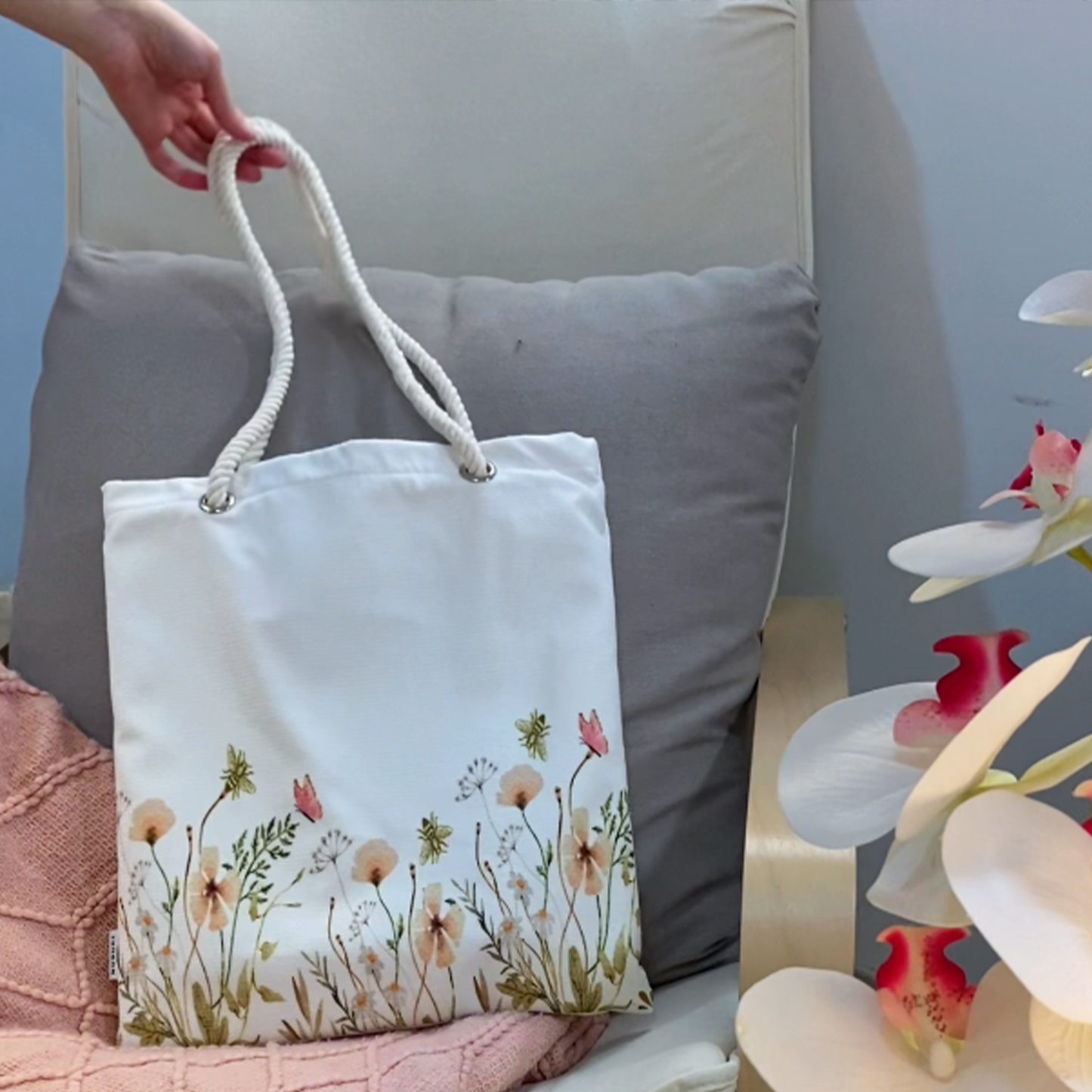 Flower Padded Prayer Mat with HandBag