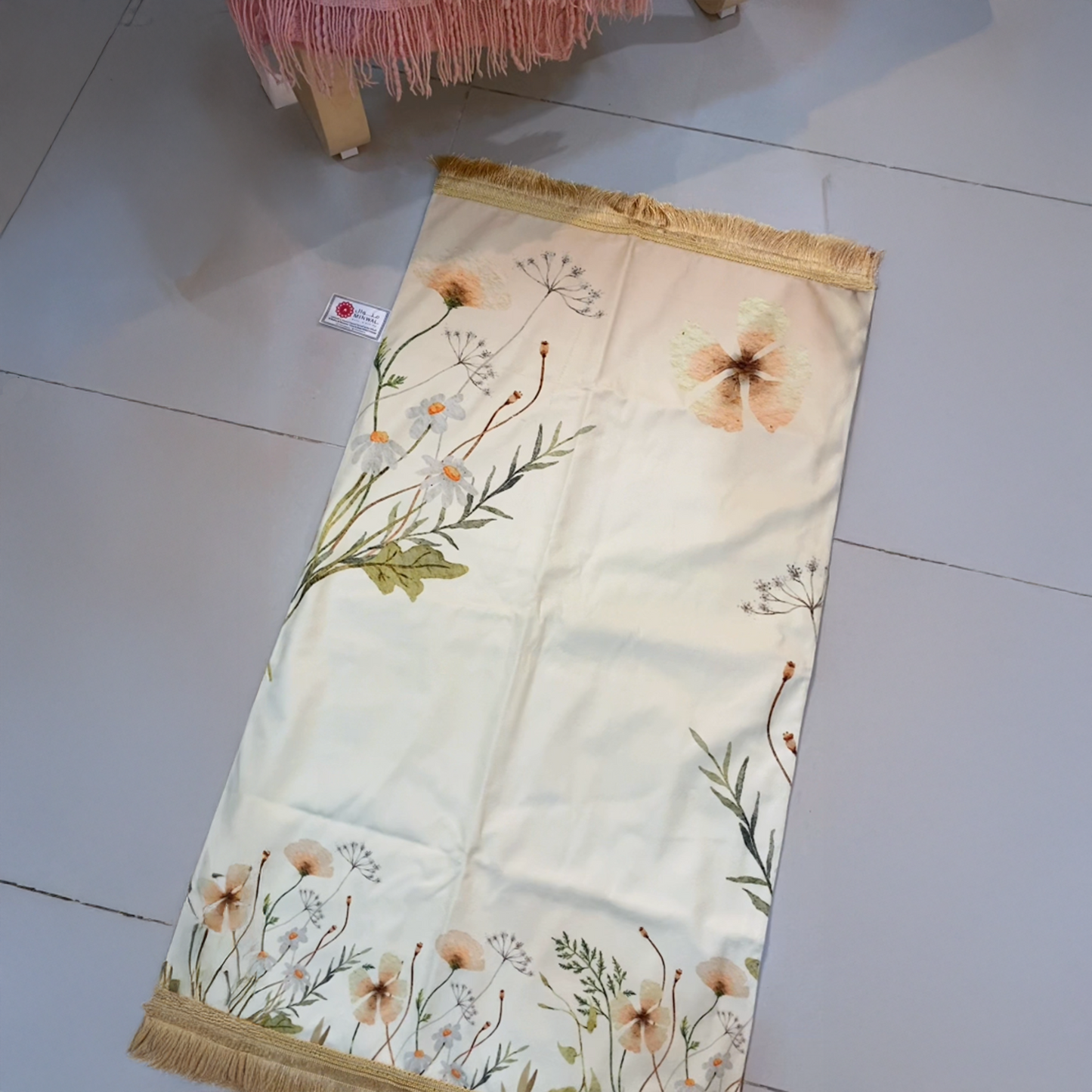 Flower Padded Prayer Mat with HandBag