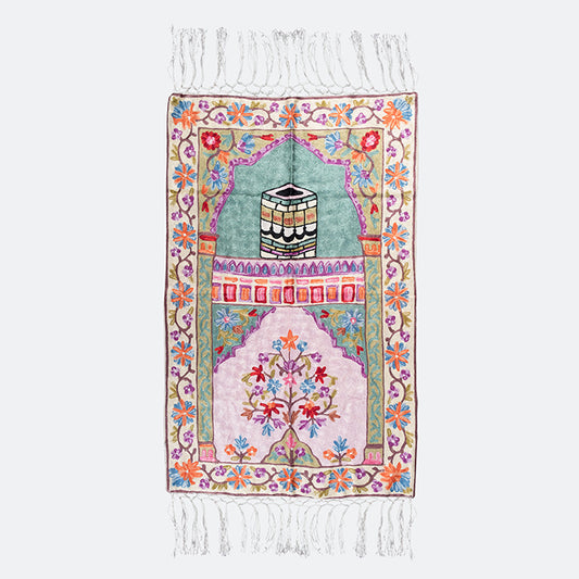 سجادة صلاة كشميري المطرزرة - تصميم الكعبة 9