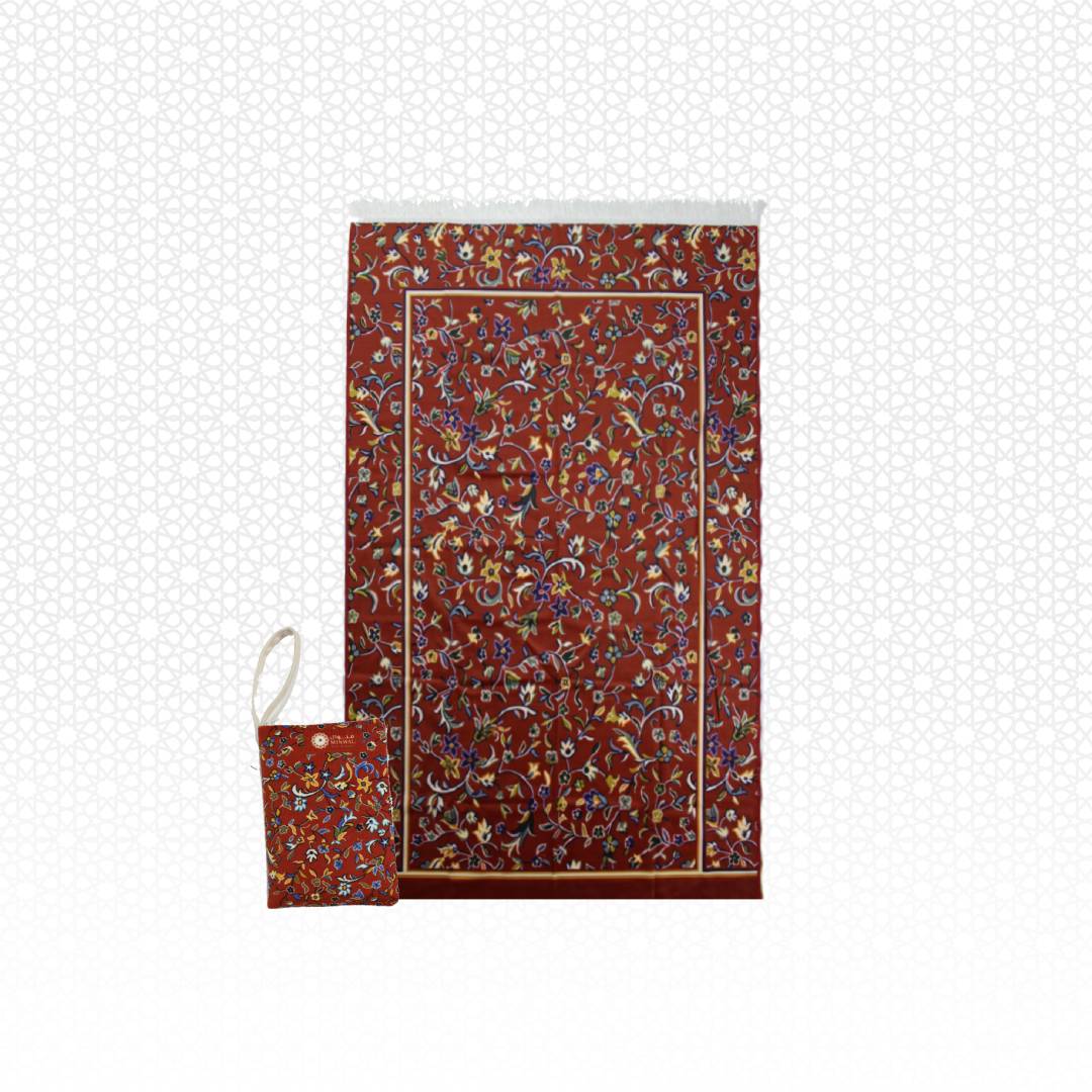 Travel Prayer Mat Rawda Red with Bag
