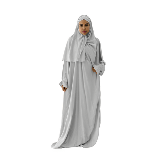 Dotted Prayer Dress Light Gray