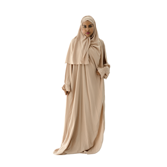 Dotted Prayer Dress Beige