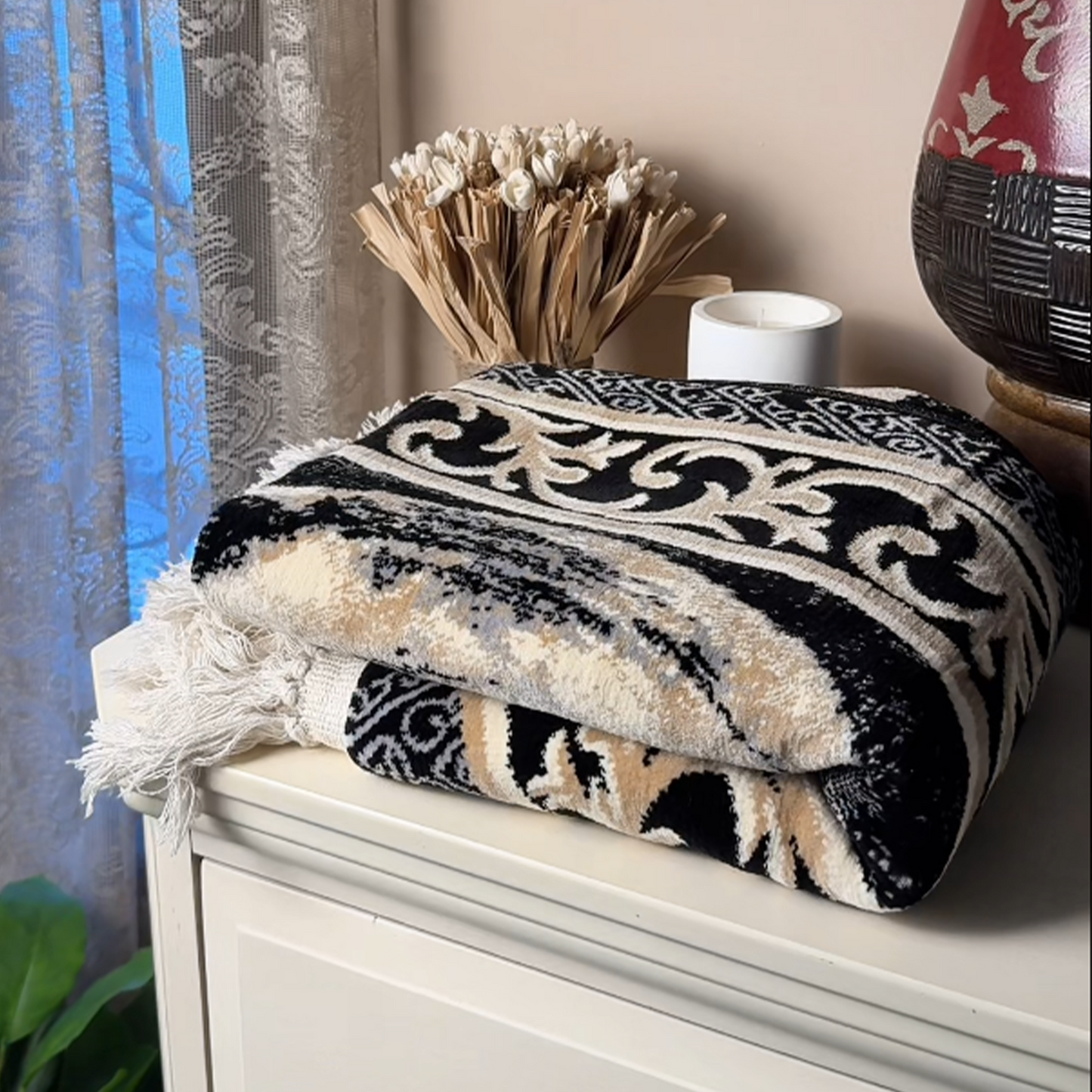Black Stone Prayer Mat with Handbag
