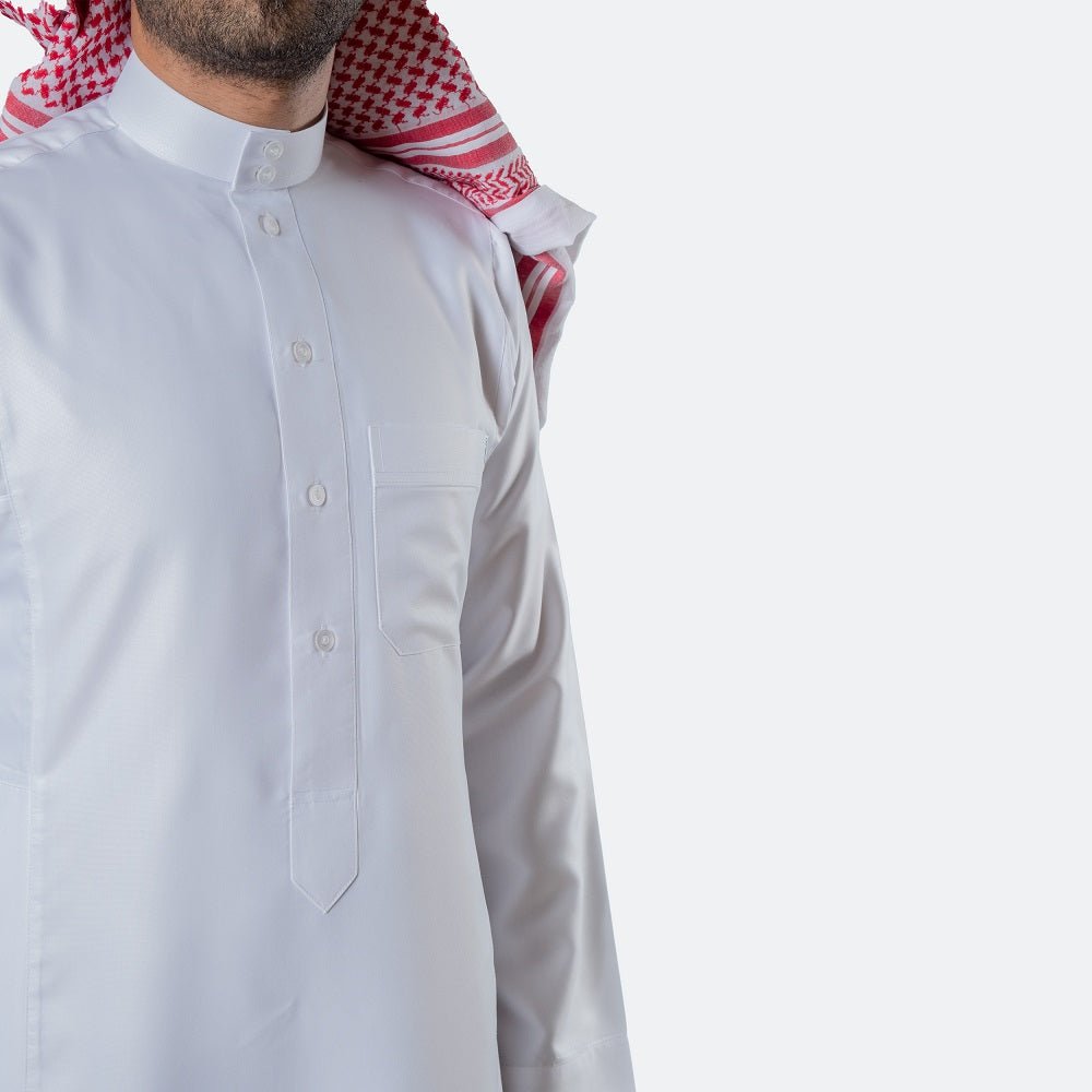 Classic Cotton Thobe White Button - Nusuki SA