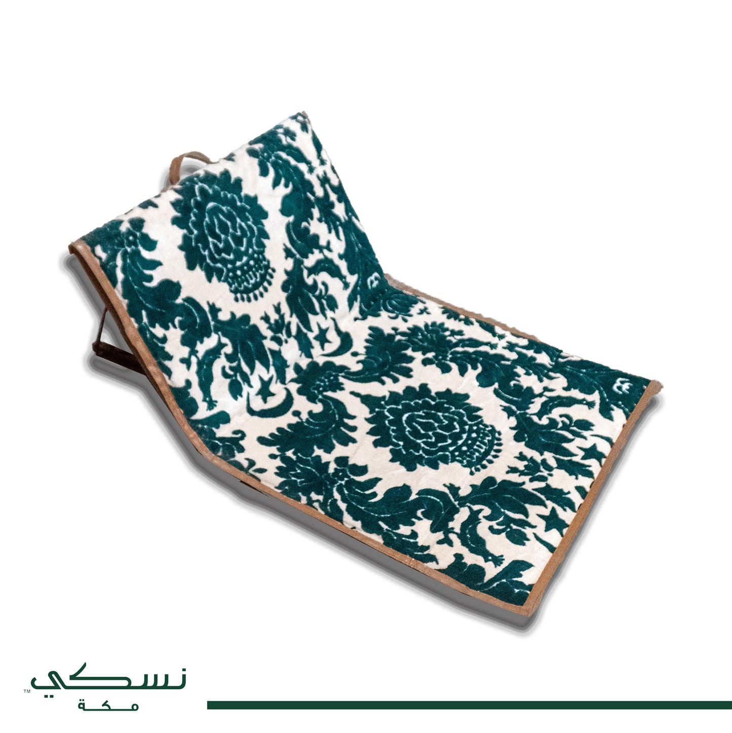 مفرش أرضي مع مسند ظهر للرحلات والتخييم لون أخضر