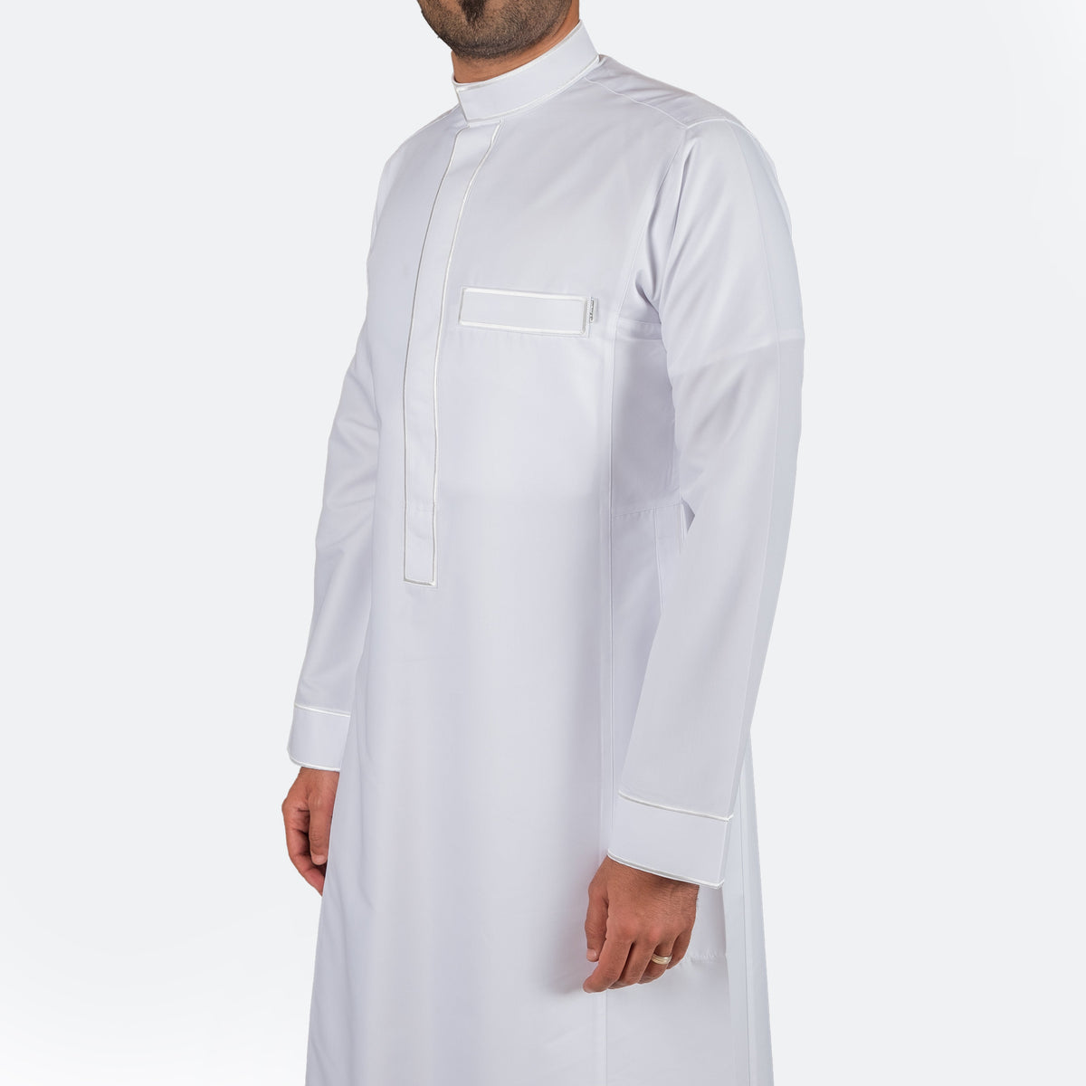 Modern Embroidery Thobe Zipper - White - Nusuki SA