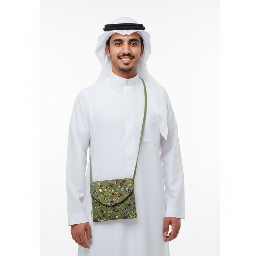 Al Rawda Green Travel Prayer Mat with Bag