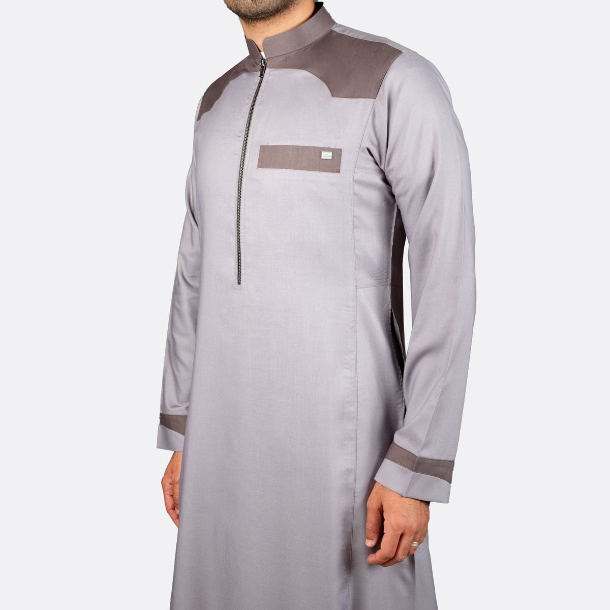 Modern Casual Thobe Zipper - Brown - Nusuki SA