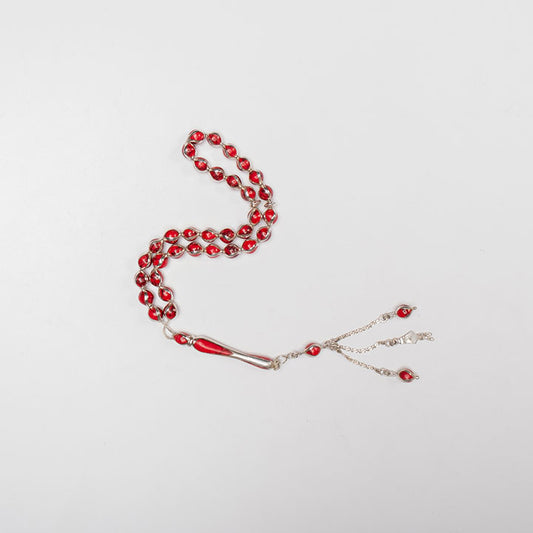 Silver with Coral Prayer Beads