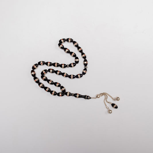 Dotted Coral Prayer Beads with Silver