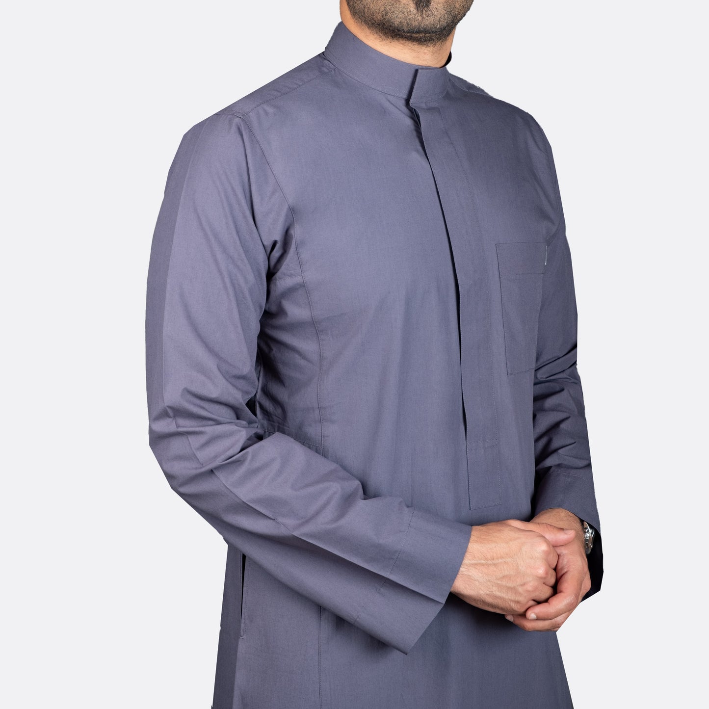 ثوب كلاسيك قطن سحاب رمادي غامق