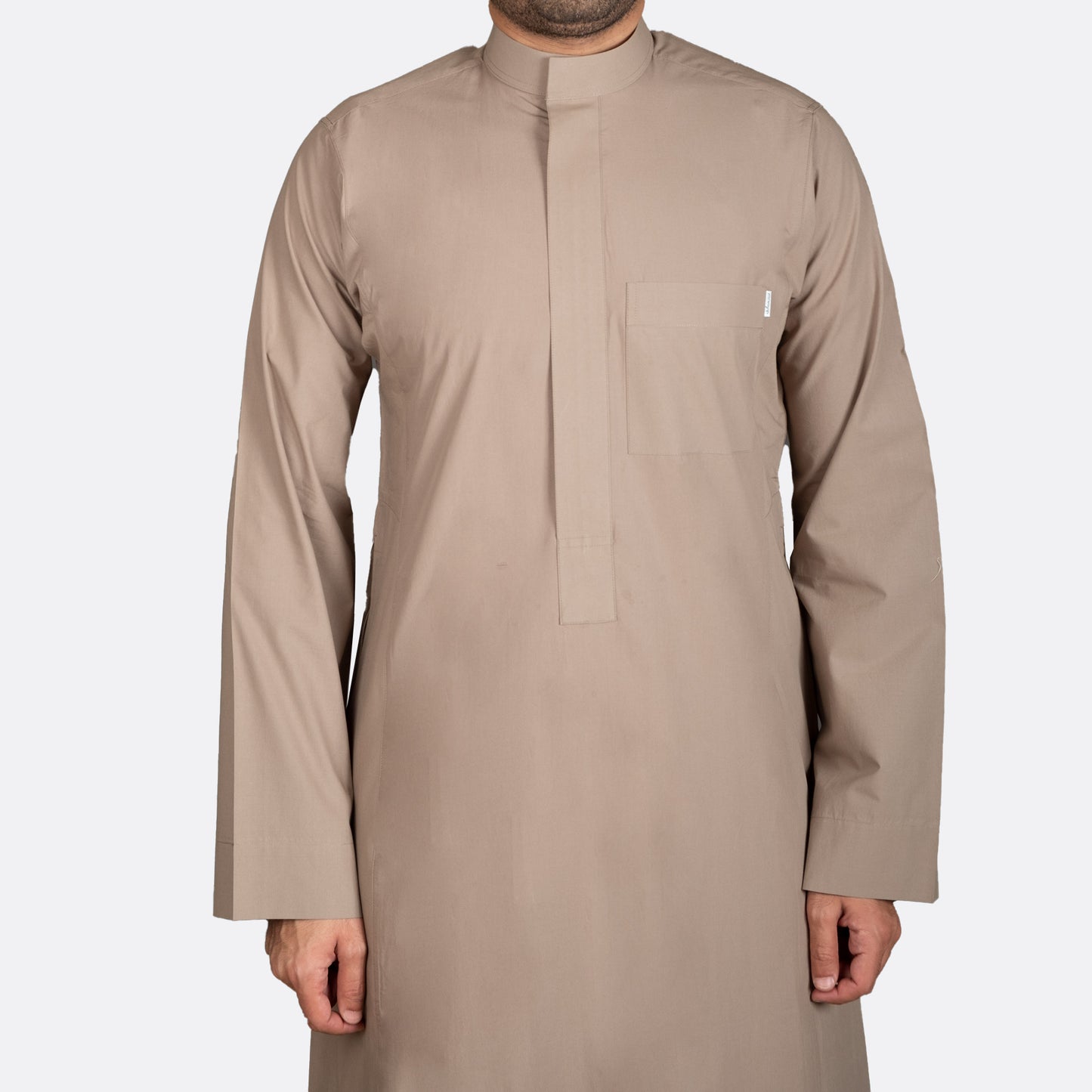 ثوب كلاسيك قطن سحاب زيتوني