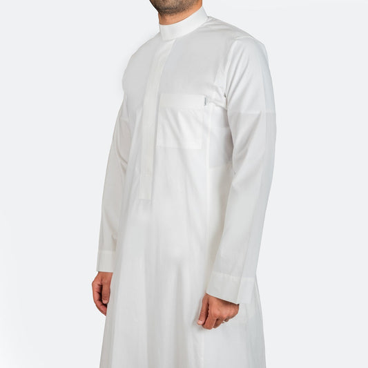 ثوب كلاسيك قطن سحاب أبيض مُصفر