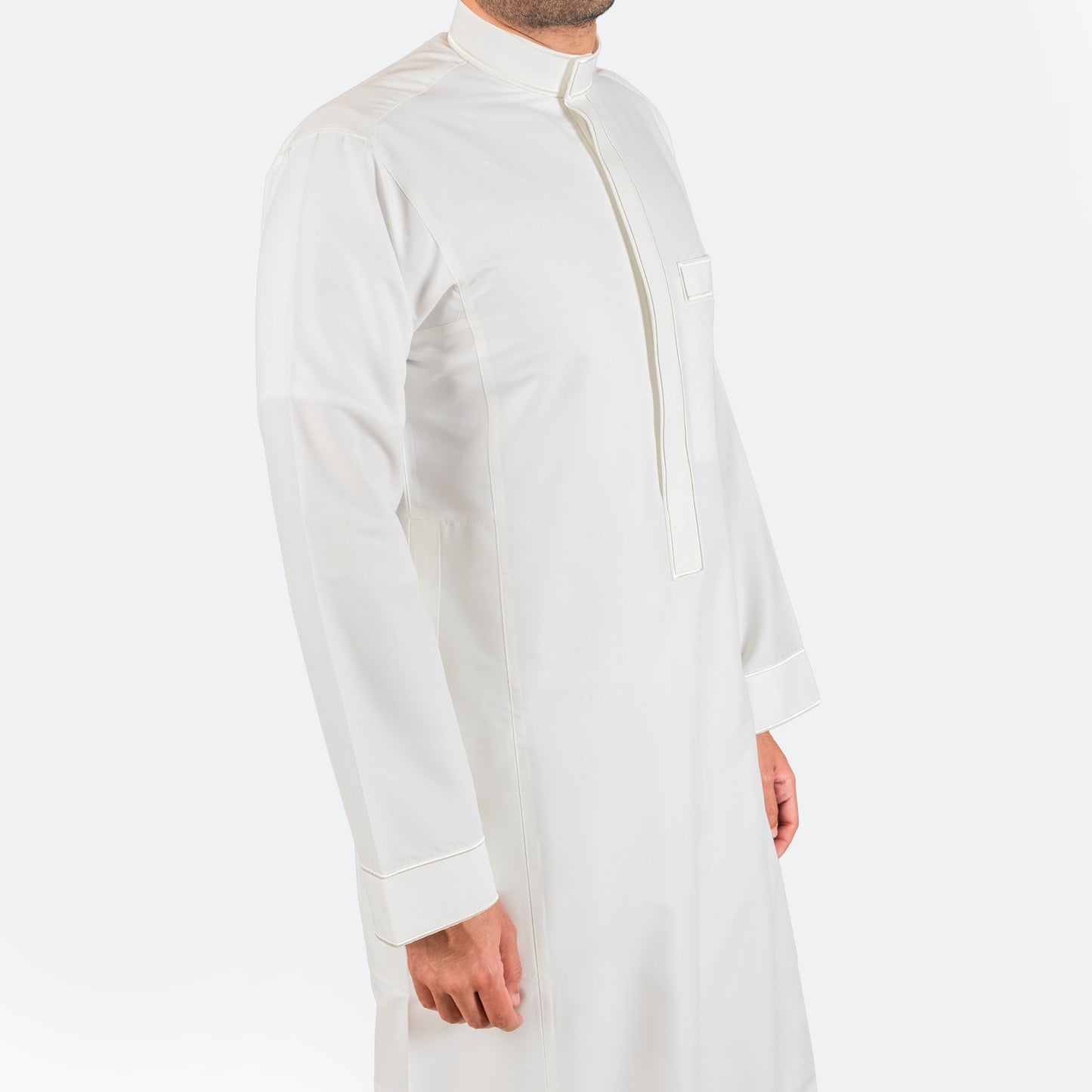 Modern Embroidery Thobe Zipper - Off White