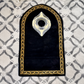 Black Stone Padded Prayer Mat Arched with Hand Bag