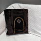 Black Stone Padded Prayer Mat Arched with Hand Bag