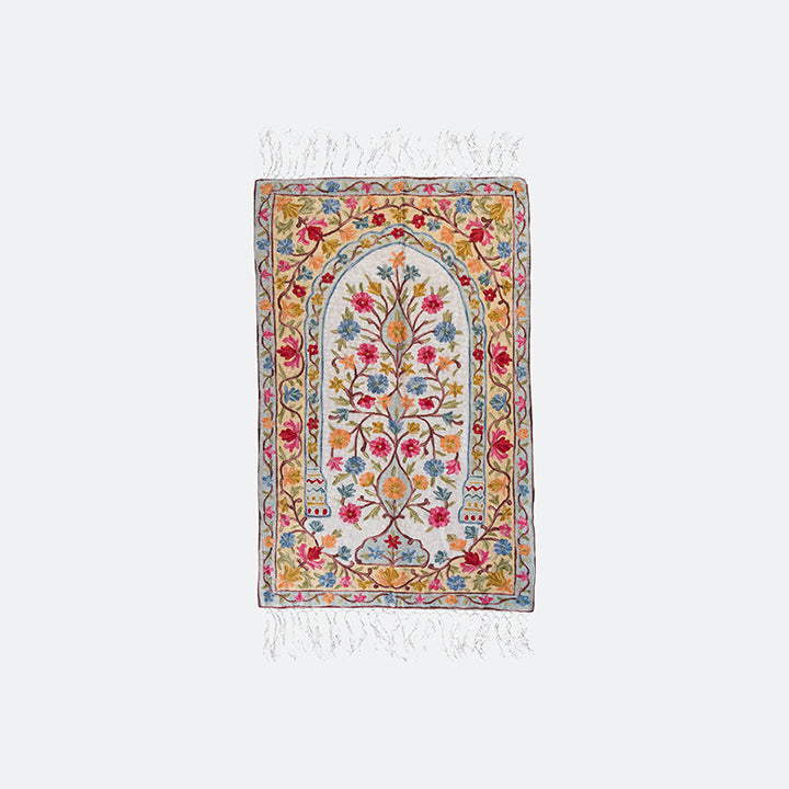 سجادة صلاة كشميري مطرزة - تصميم زهري 3