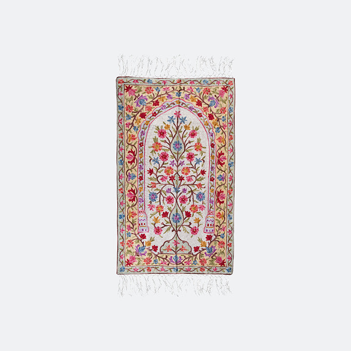 سجادة صلاة كشميري مطرزة - تصميم زهري 4
