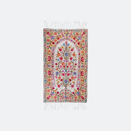 سجادة صلاة كشميري مطرزة - تصميم زهري 4