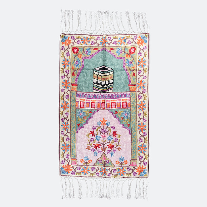 سجادة صلاة كشميري المطرزرة - تصميم الكعبة 9