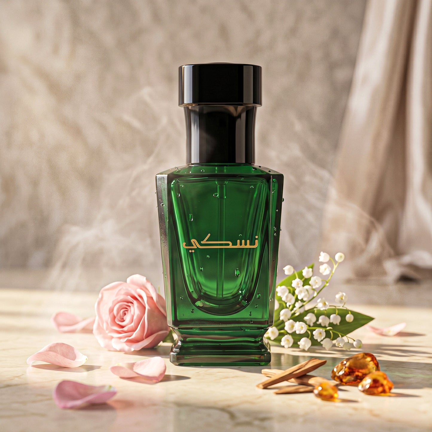 100% pure Silk Musk in an elegant green glass bottle by Nusuki.