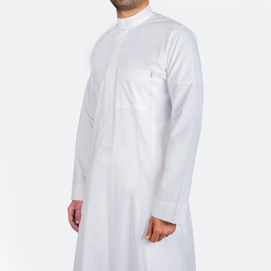 ثوب كلاسيك قطن سحاب أبيض