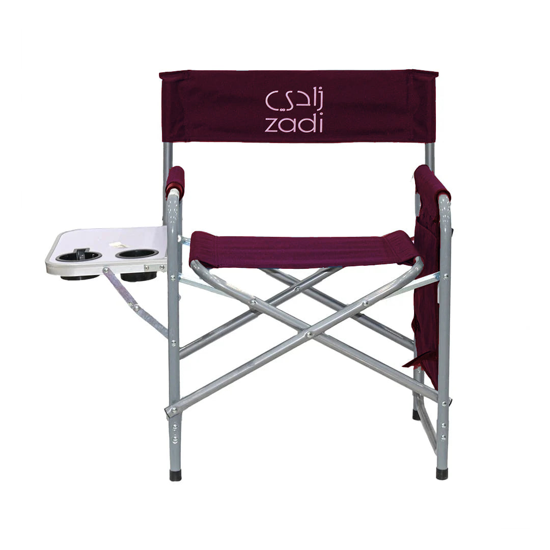 Foldable Chair with Side Table Maroon