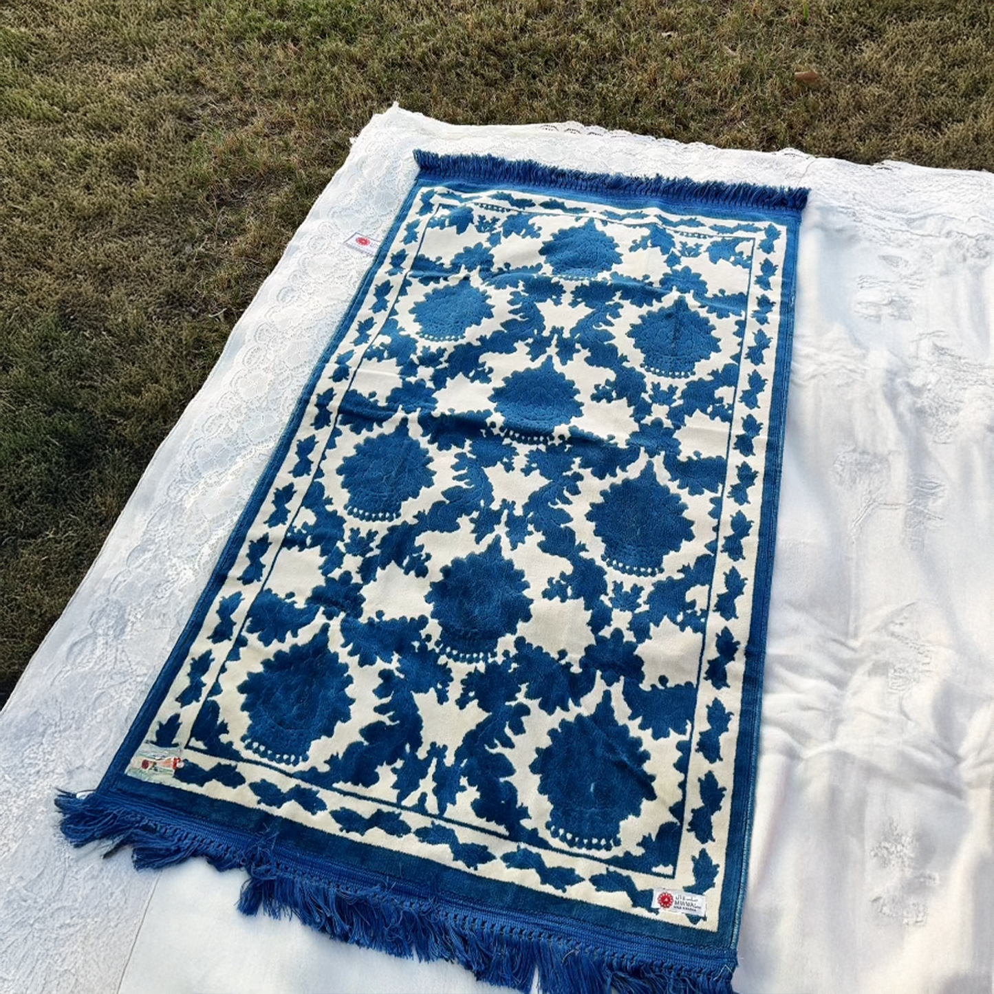 Al Turath Padded Prayer Mat Blue with Handbag