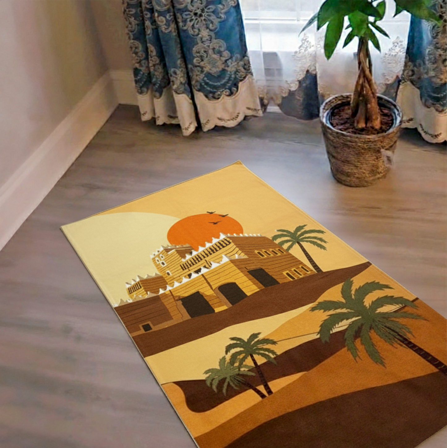 سجادة صلاة مطبوعة بتصميم التراث النجدي | نمط سعودي تقليدي مع علبة