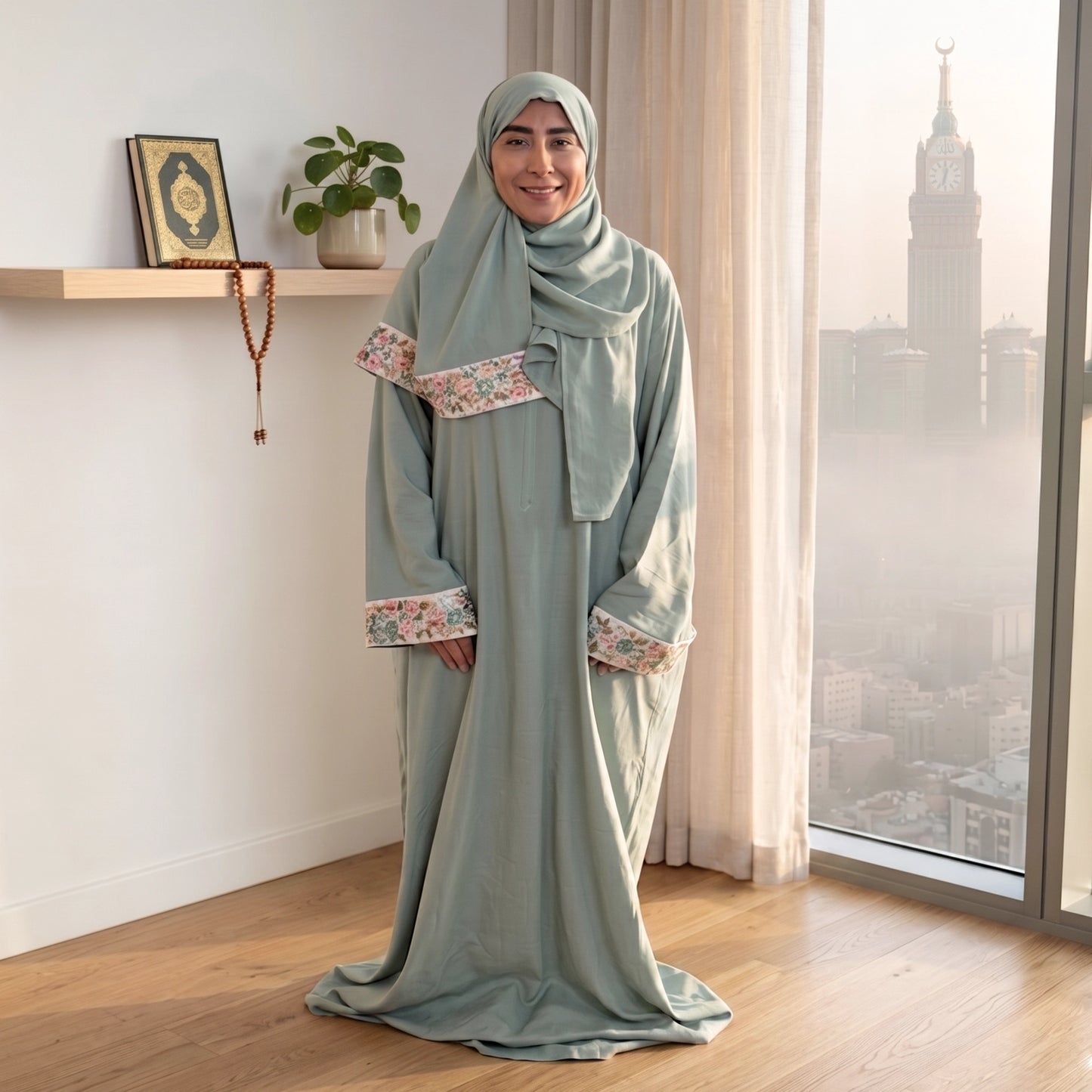 شرشف صلاة تسنيم - أخضر فاتح