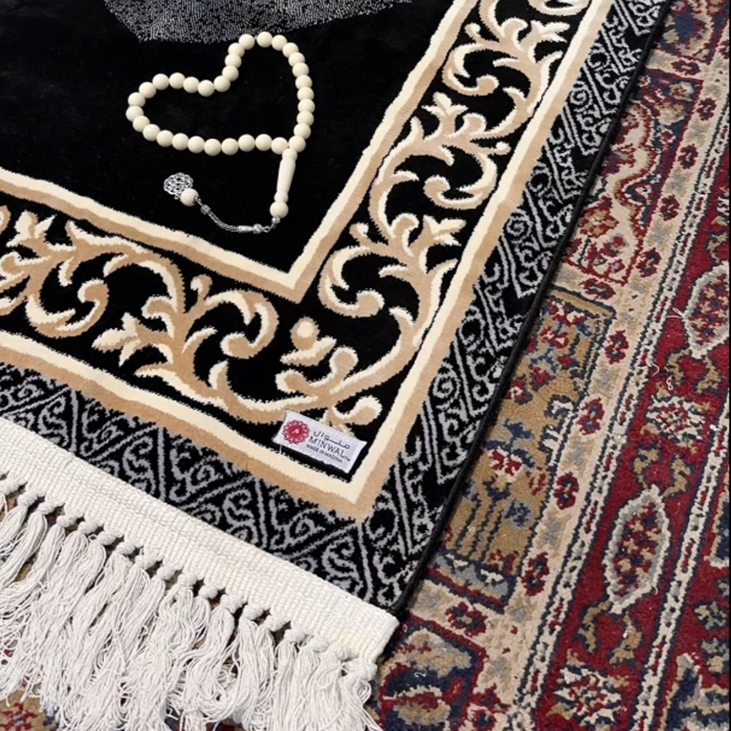 Black Stone Prayer Mat with Handbag