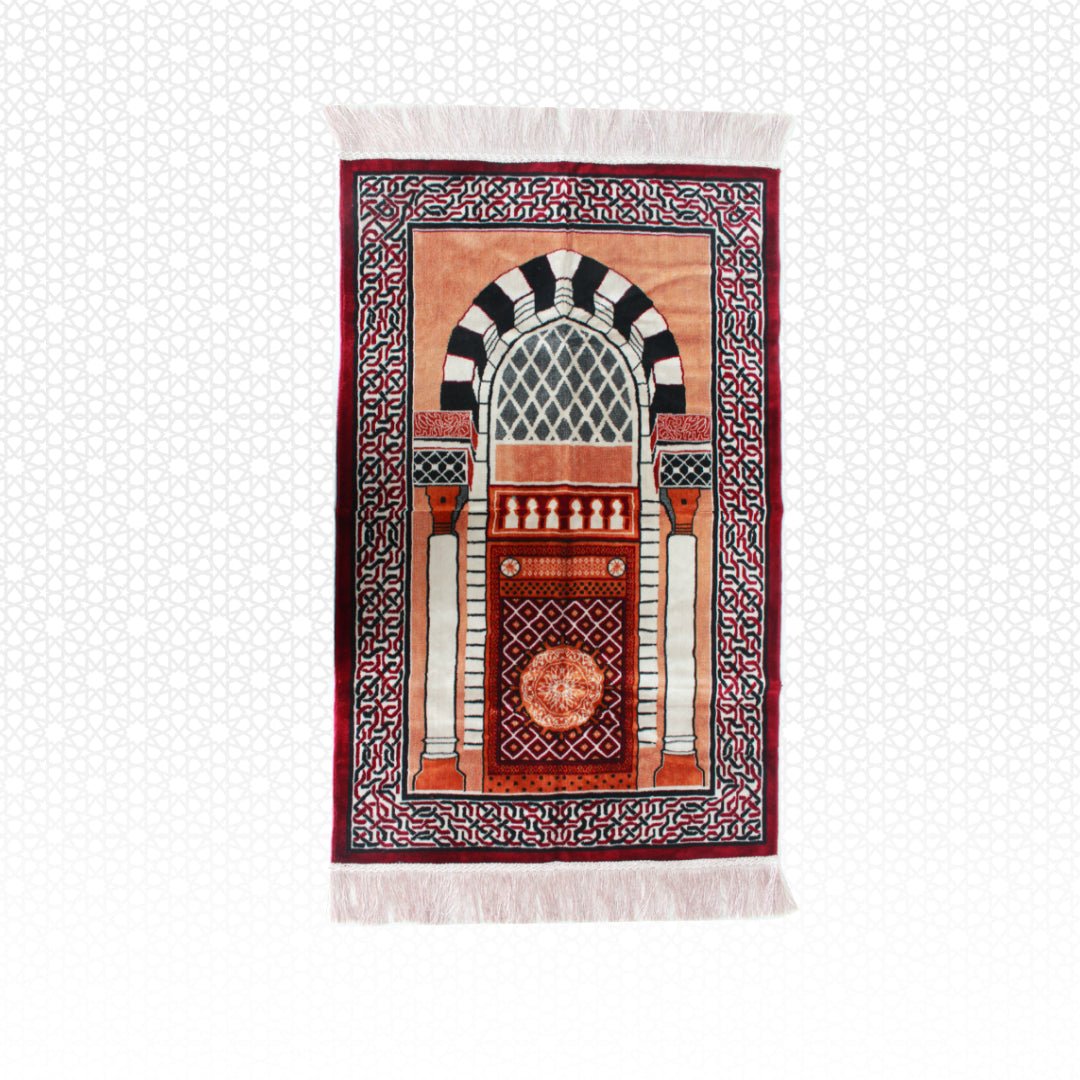 Al Haram Alnabawi Gate Prayer Mat Red - Nusuki Saudi Arabia