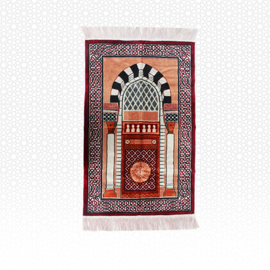 Al Haram Alnabawi Gate Prayer Mat Red - Nusuki Saudi Arabia
