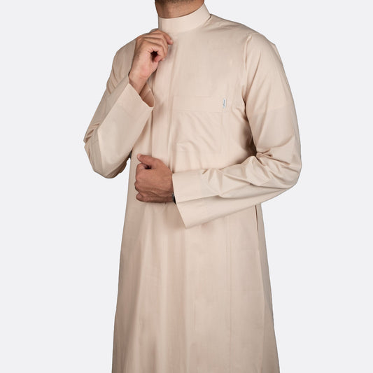 Classic Cotton Thobe Beige (Hidden Zipper) - Nusuki SA