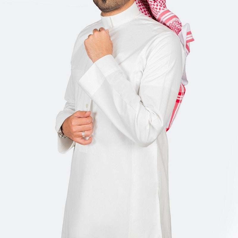 ثوب كلاسيك قطن أبيض مُصفر