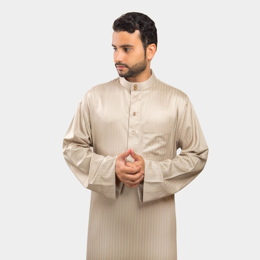 Comfort Stripe Thobe Beige - Nusuki SA