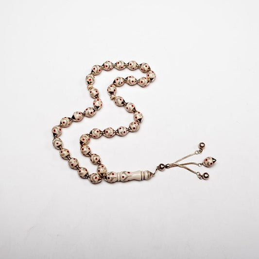 Ivory Prayer Beads with Silver Dots - Nusuki SA