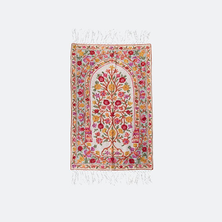 Kashmir Embroidered Prayer Mat - Floral Designs 2 - Nusuki SA
