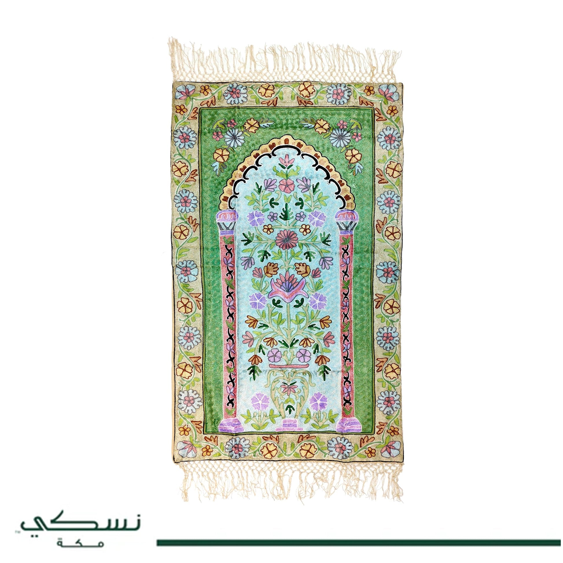 Kashmir Embroidered Prayer Mat-Floral Designs 2 - Nusuki SA
