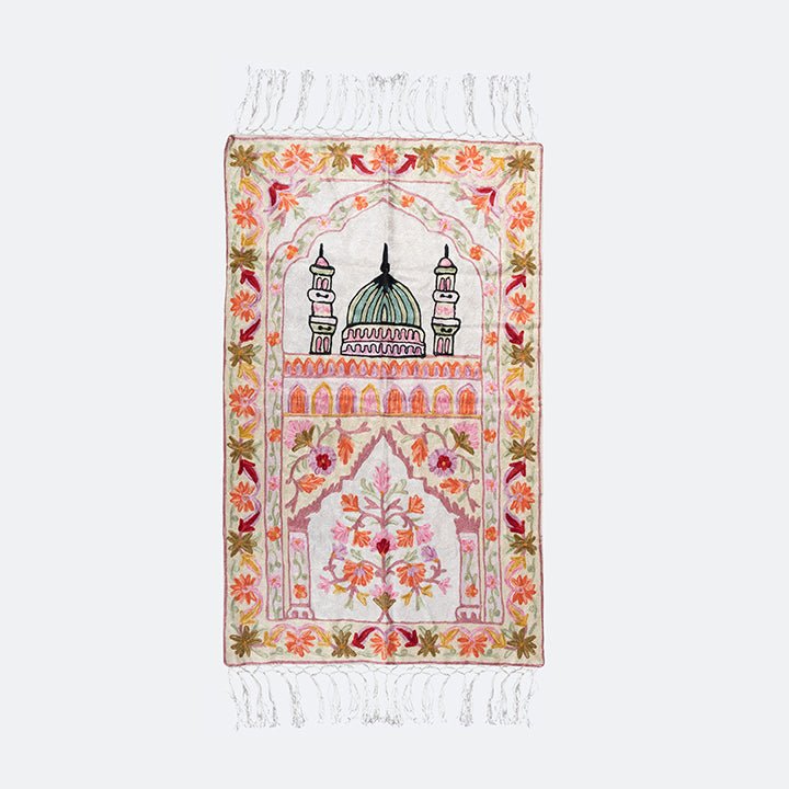 Kashmir Embroidered Prayer Mat - Madinah Design 4 - Nusuki SA